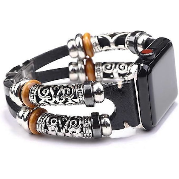 Kompatibel med Fancy Apple Watch Armband - Flerlagers Läderarmband