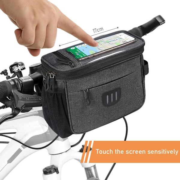 Sort - 6L Cykelstyr Bag, Vandafvisende Forpose, Stor Kapacitet