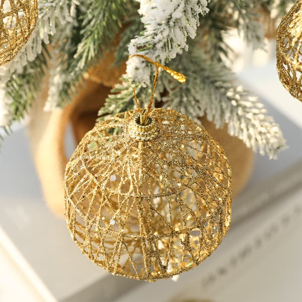 #Juletræspynt guld kugle ornament 8 cm/3 stk#