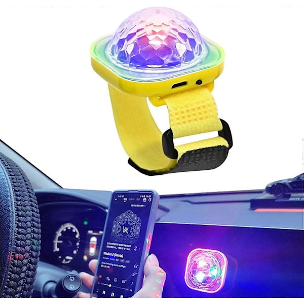 Mini Diskokugle Lys Atmosfære Lys Armbånd Lydaktiveret Led Scene Lys Ur Til Værelsesindretning, Bil, Fødselsdag