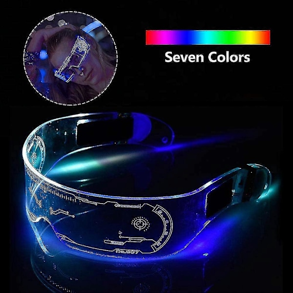 Led Lysende Briller Til Voksne, Led Visir Briller I 7 Farver, Farve Lysende Briller