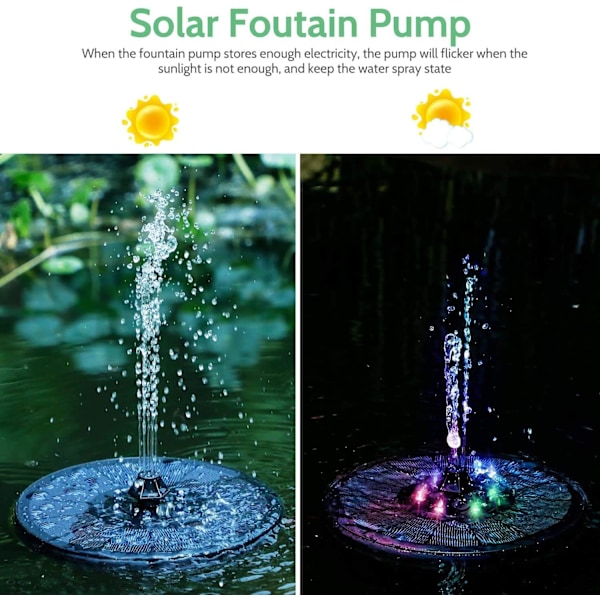 Flytende solfontene med LED og 6 stiler