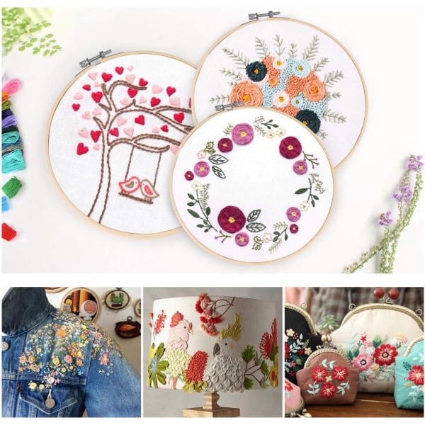 Broderitrådsett med 100 fargede tråder for 5 bambusringer