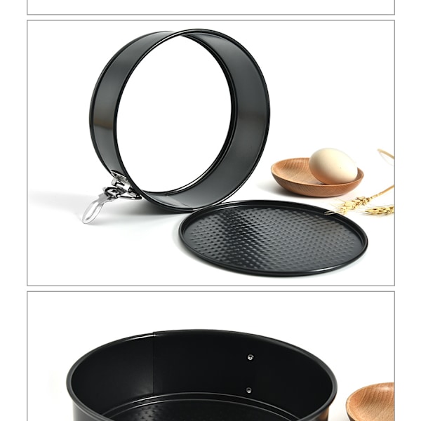 Springform Bakform med Karabinhake, Rund Kakeform, Rostfritt Stål, Svart, 1