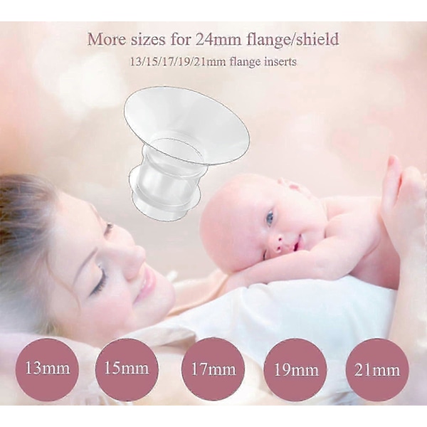 Flange Indsatser 13/15/17/19/21mm 10 stk., Kompatibel med Momcozy S12 Pro/S9 Pro/S12/S9 Bærbar Brystpumpe Kop