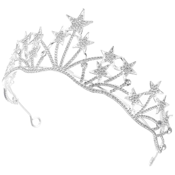 Dame Krone Stjerneformet Rhinestone Hår Brude Bryllup Hovedbeklædning Hårbånd til Brud Brudepige
