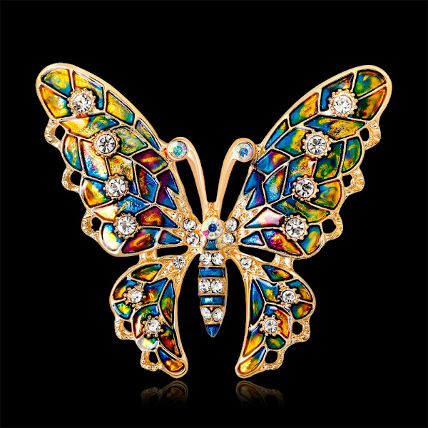 Knappenålsbroche, Farverige Butterfly Skjortebroche Knapper, Sikkerhedsnål