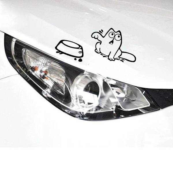 Kat og skål bilsticker, flere farver