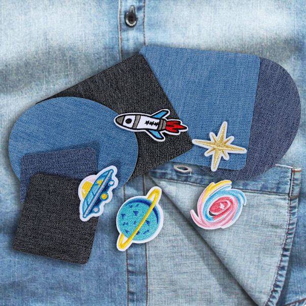 /#/30 stk. patches 24 stk. denim blå oval stof patch 6 stk. stryge-på patches tøj patches til t-shirt jeans tasker nederdel voksen barn reparation 3 farver/#/