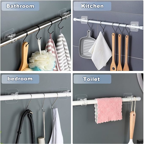 #8 stk Borrefrie Gardinstangs Holder Selvklebende Gardinstangs Holder Krok N#