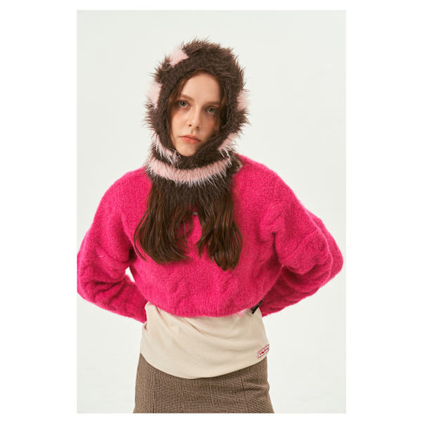 #Faux Sable Randig Hatt - Brun, Design Niche Section Pullover Woo#