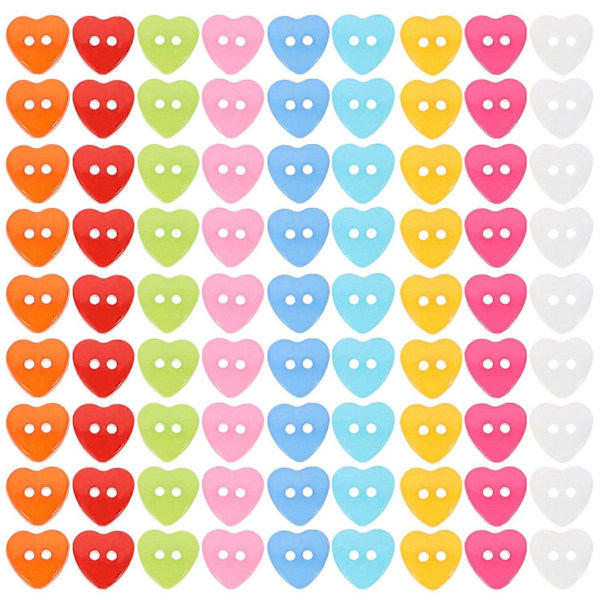 100 stk Blandede Farger Hjerteformede Plast Snap Knapper Fester Multicolors Plast DIY Knapper DIY Materialer Håndverk
