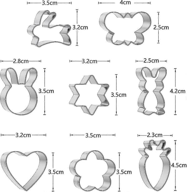Cookie Cutter Easter 8 stk - Mini Linzer kjeksutstikkere i rustfritt stål