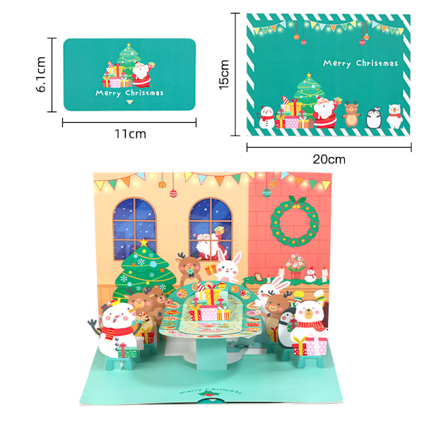 #3D Julekortkonvolutter med Santa Claus, Elg og Snømann-tema#
