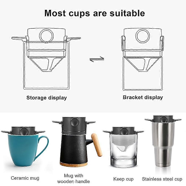 Genanvendelige Kaffefiltre Holdbar Rustfri Stålholder Mesh Tragtkurve