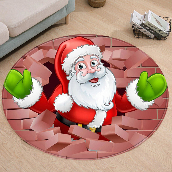 Jul Dörrmatta Mjuk Klar Tryckt Halkfri Rund Sovrum Vardagsrum Jultomte Mönster Golvmatta För Daglig Användning Kaesi80 cmD