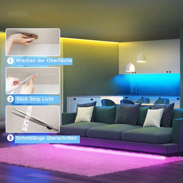 #LED-stripe LED-bakgrunnsbelysning for TV Musikk-synkronisering RGB Bluetooth-app#