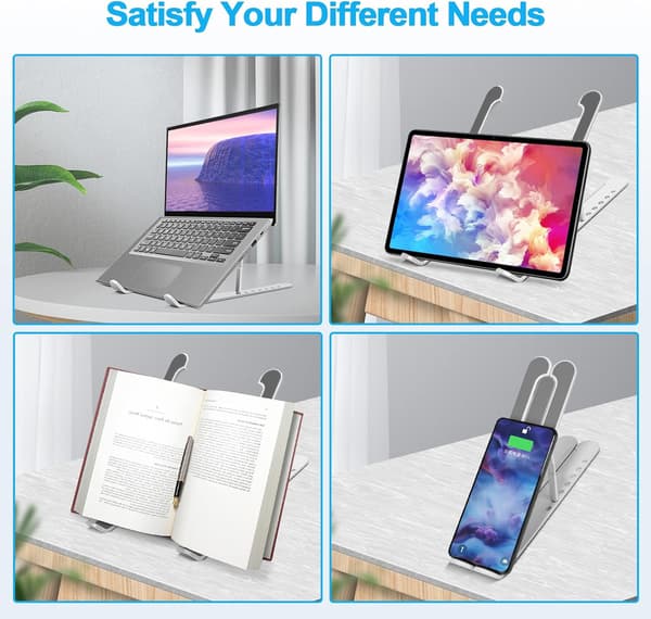 Hvit - Laptopstativ, justerbart laptopstativ, laget av plast