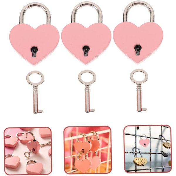 3 Sæt Elskesslå - Pink, Mini Hjerteformet Elskesslå, Zi