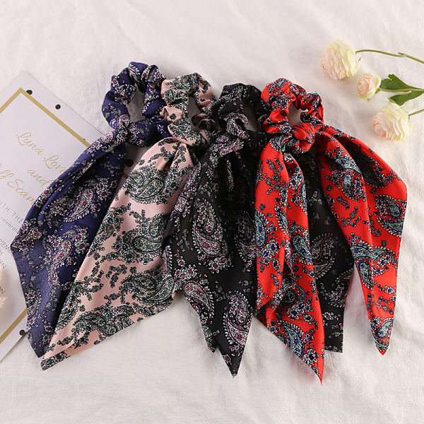 4 stk. Hår Satin Silke Elastiske Hårbånd Ponytail Holder Hår Ti