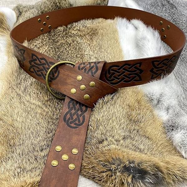 Viking Embossed PU Læderbælte (Brun), Middelalder Læderbælte, Vi
