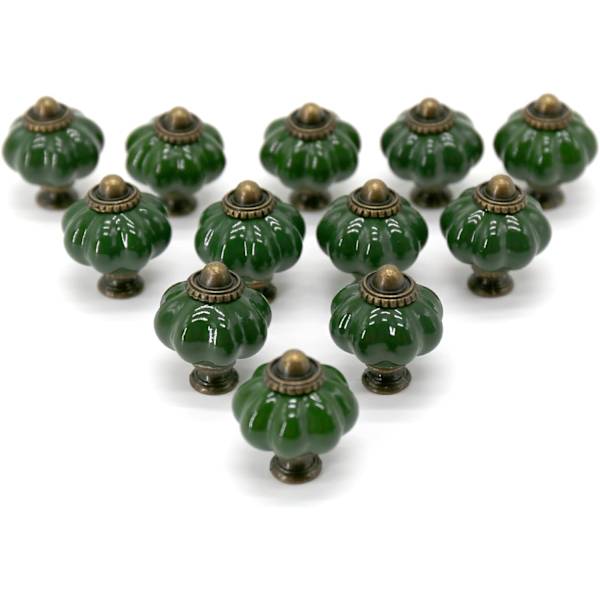 12-pack keramiska knoppar för lådor, mörkgrön (35 mm), dresse