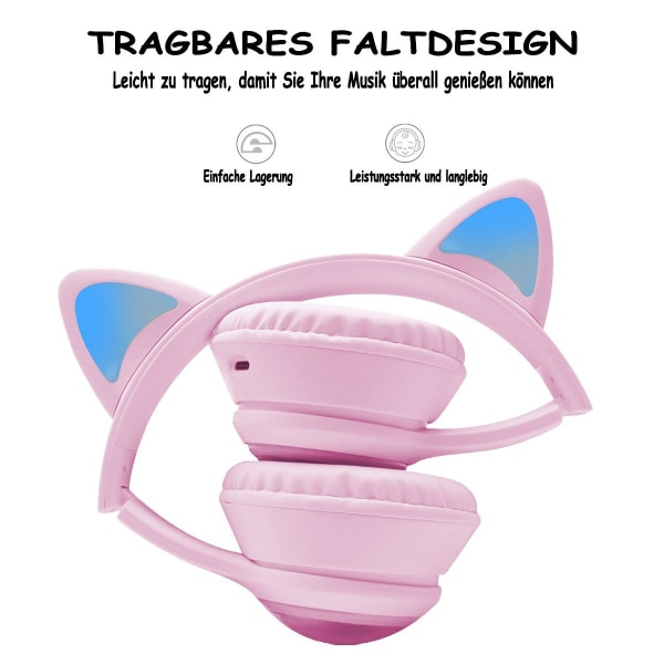 #Hodetelefoner med katteører for barn (trådløs Bluetooth, fargede LED-lys, B#