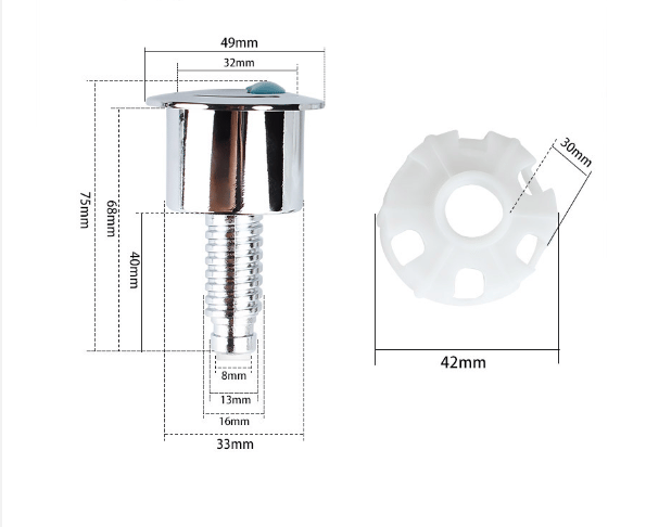 （Circle） Krom ABS Rund Dubbel Tryckknapp Toalett Spolningsknapp
