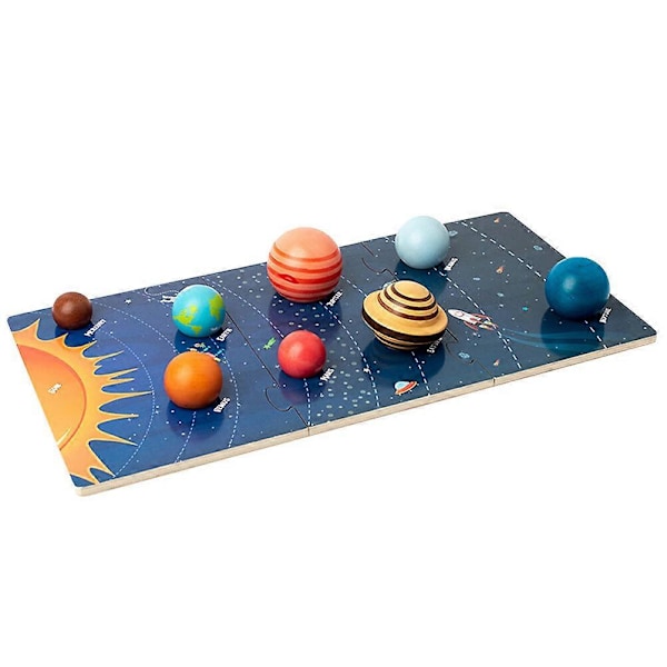 1 Set Planet Pussel Matchande Leksak Pedagogisk Solsystem Träpussel Barn Rymdlärande Leksak