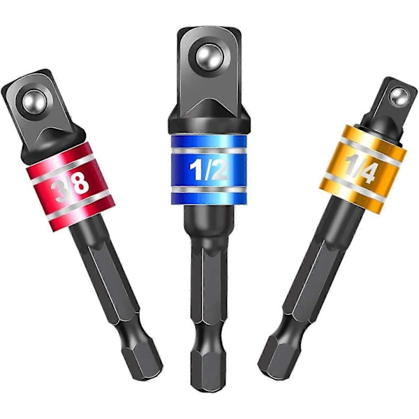 1/4\", 1/2\", 3/8\" Hex till fyrkantsadapter