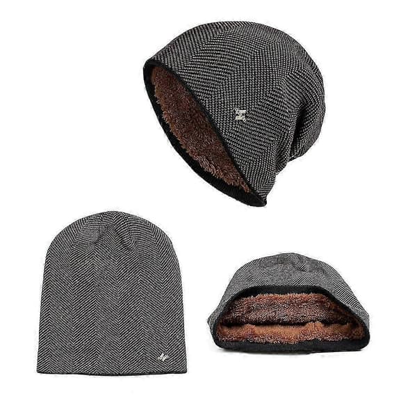 Herr Vinter Varm Mössa Vuxen Stickad Casual Beanies Bomull Ullhattar