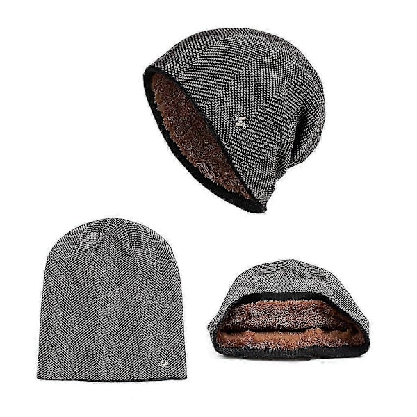 Herre Vinter Varm Hue Voksen Strikkede Casual Beanies Bomuld Uld Huer