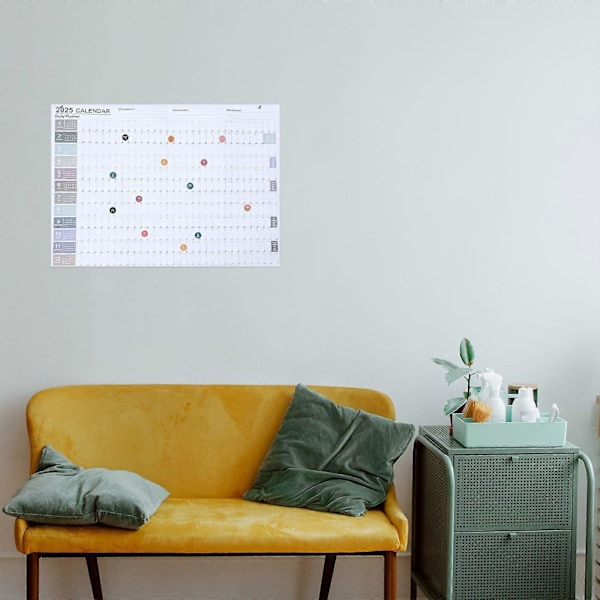 1 Set Kreativ Årsplanerare Kalender 2025 Papperskalender Hushåll Vägg Hängande Årlig Schemakalender