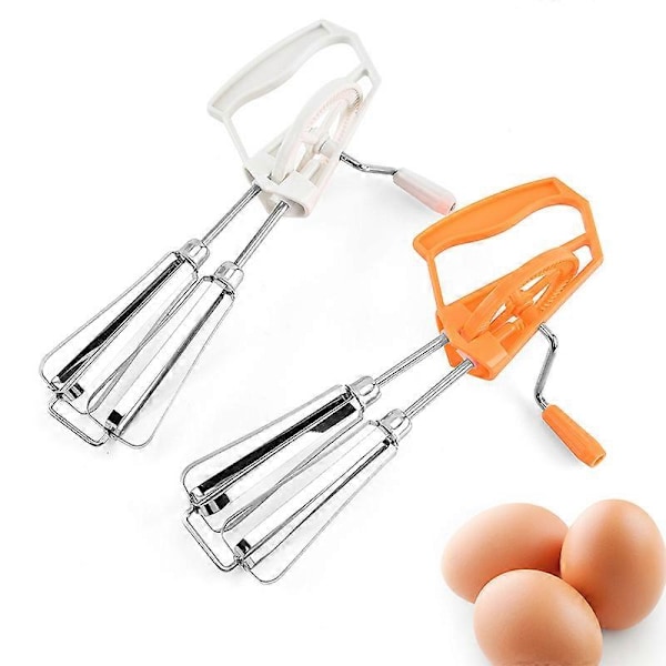 Manuell roterende eggvisp i rustfritt stål, kjøkkenverktøy for matlaging og baking, 2 stk, 25,5 cm