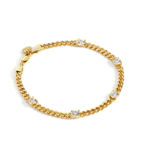 European and American style gold cuban chain bracelet with d