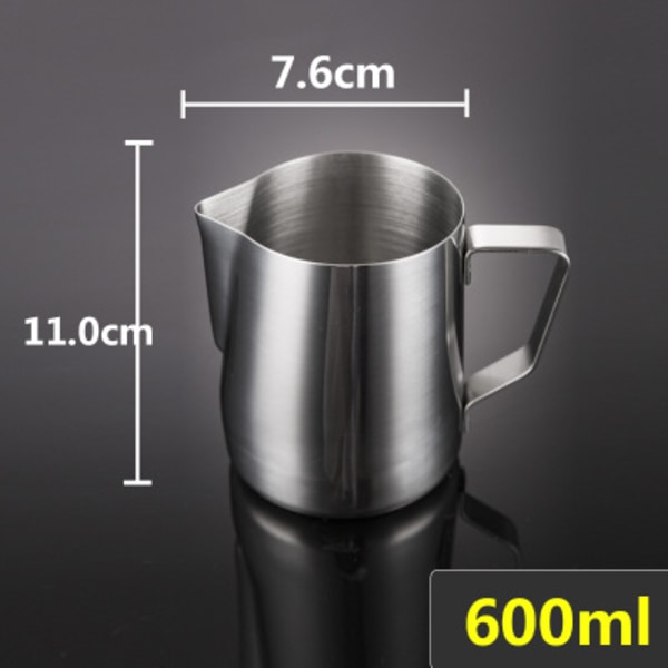 Kanne i rustfritt stål for å skumme kaffe, latte og melk 600 ml