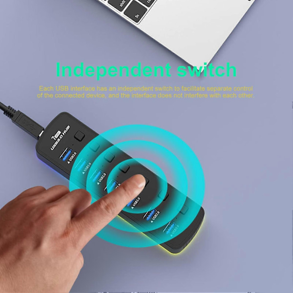 USB-läppäriasema 7 in 1 Multiport USB 3.0 Itsenäinen kytkin RGB Virtalähdeportti Nopea USB-keskitinsovitin Tietokonetarvikkeet