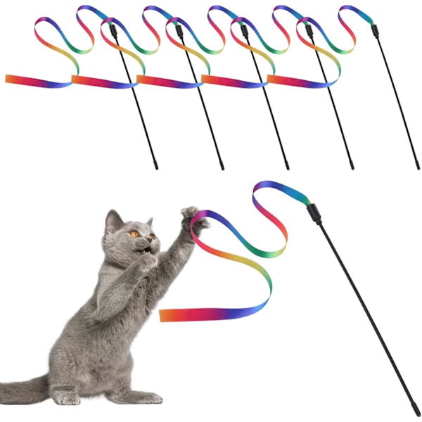 5-pack Interaktiva Kattspön - Färgglada Tygbandspinnar Ind