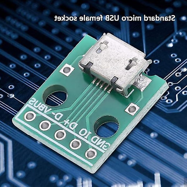 10 st Micro USB till DIP Hona Adapter 5 2.54mm Pitch-Micro USB Lödning (Grön)