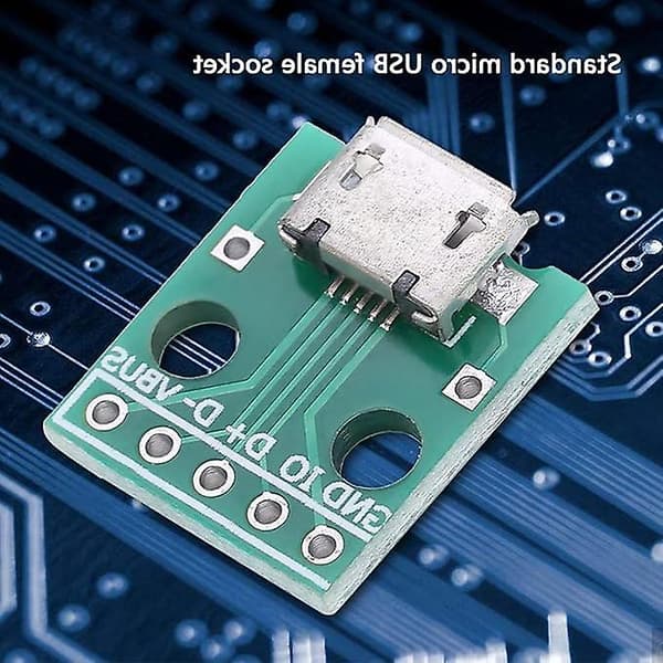10 stk. Micro USB til Dip Hun Adapter 5 2,54 mm Pitch-Micro USB Lodning (Grøn)