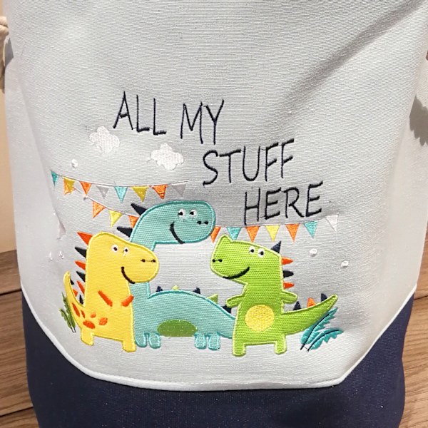 *Opbevaringskurv til børneværelse, sammenklappelig vasketøjskurv stor organiser tøj legetøj opbevaring - Dinosaur/Blå*