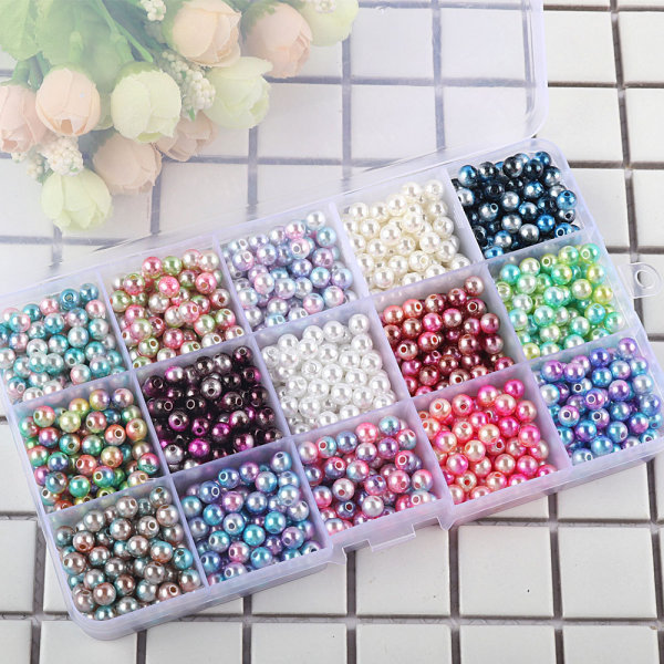 1200 stk 6mm runde perler imiterte perleperler Pearlescent ABS Pl