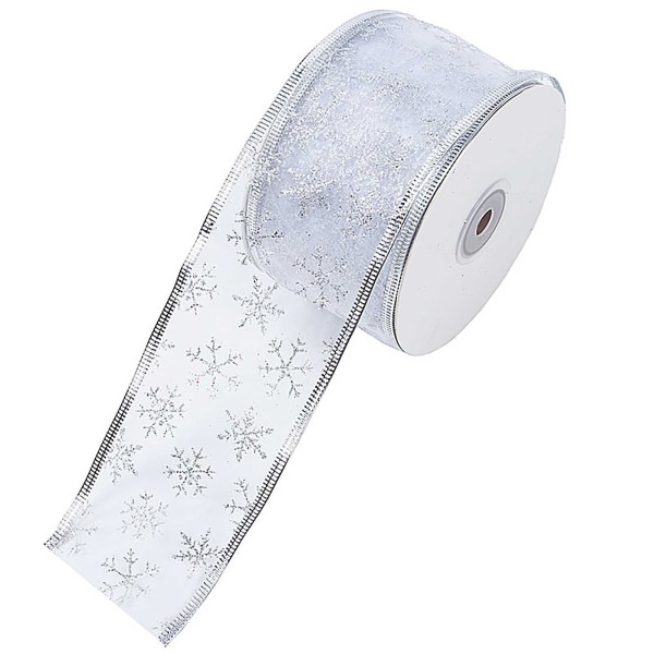 Farfi 1 rull kompakt band Snygg akrylfiber snöflinga form glitterband för dagligt brukVit