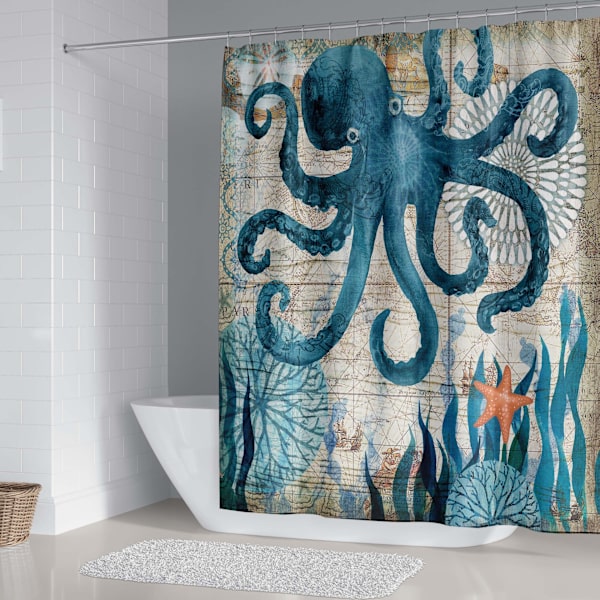 #Duschdraperi, undervattensbläckfisk, vattentät, 180*200cm#