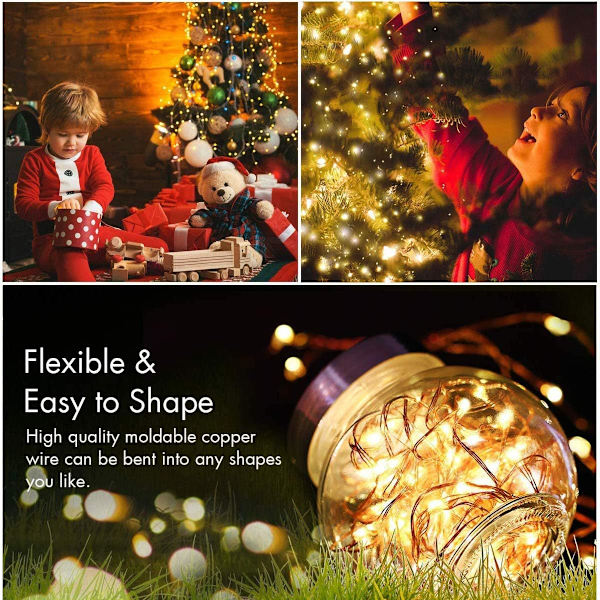 Fairy Lights, (2 stycken i varmt gult) Set om 5M 50LED Batteridrivna