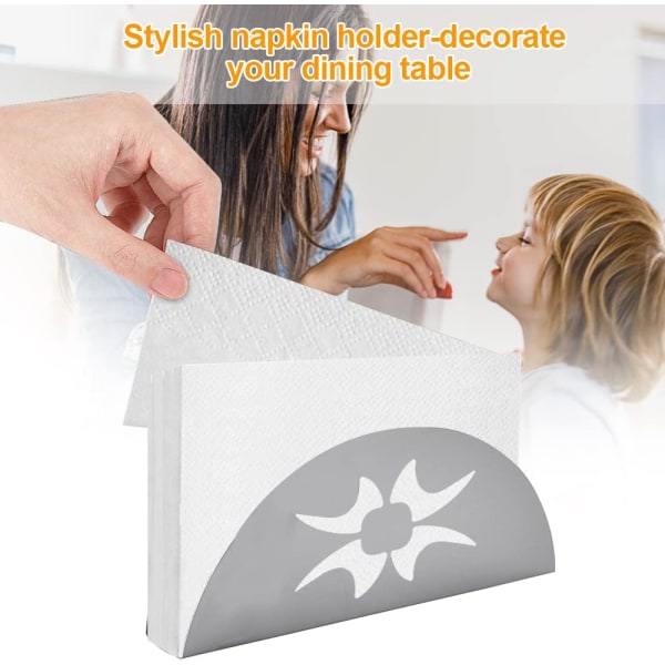 2 stk. Serviettholdere i Rustfrit Stål, Serviettholder i Fanform, Hul Ti