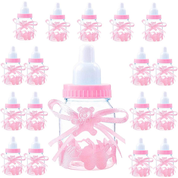 24 Sukkerboks Dåpsflaske, Babyjente Babyshower Dekorasjon