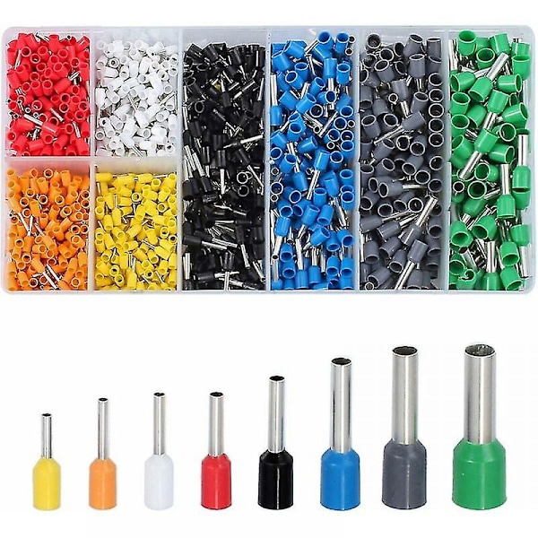 1200 st Kabelskor (0,25-6mm) Krympkontakt för Tråd Kabelsko Terminal Linjekontakt Kabelsko Set med Fodral