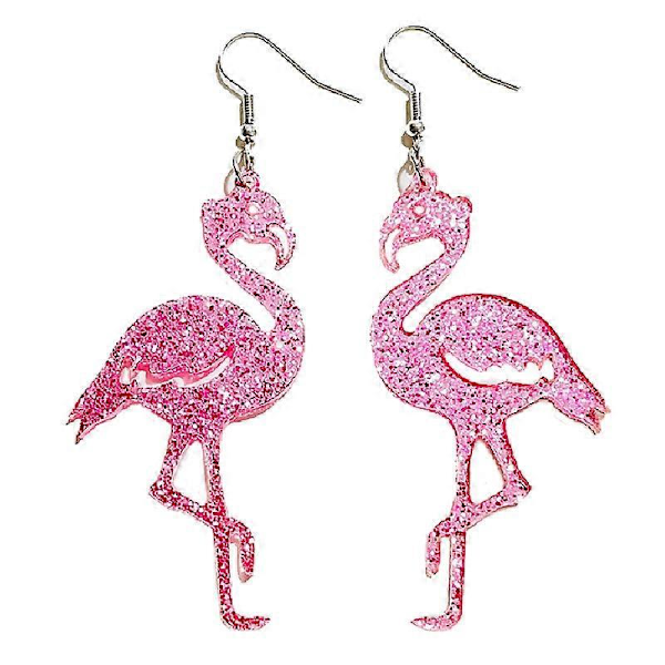 Søte Rosa Flamingo Glitter Anheng Øredobber for Kvinner Tenåringsjenter Delikate Lettvekts Akryl Dyr