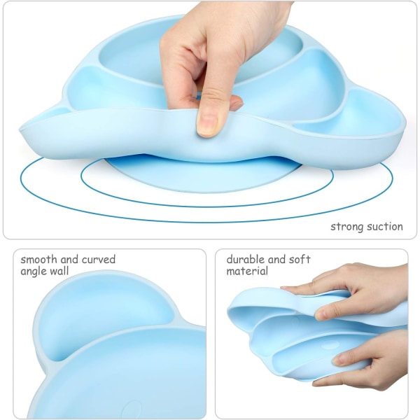 /#/Baby Suction Cup Plate (Blue), Non-Slip Silicone Baby Plate Baby/#/